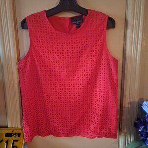 Ready in red eyelet lined button back Sz M Cynthia Rowley